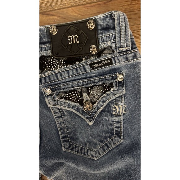 Miss Me Jeans Womens 26 Blue Denim Skinny Embellished Pockets JP50025K-2 - Picture 6 of 6